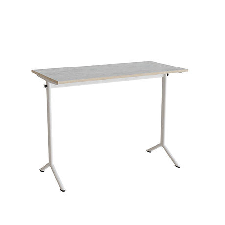 Bord Atlas 1130, 1200x600mm, lys grå linoleum, hvidt stel – image 2