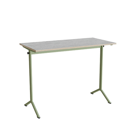 Bord Atlas 1130, 1200x600 mm, lys grå linoleum, grønt stativ – image 2