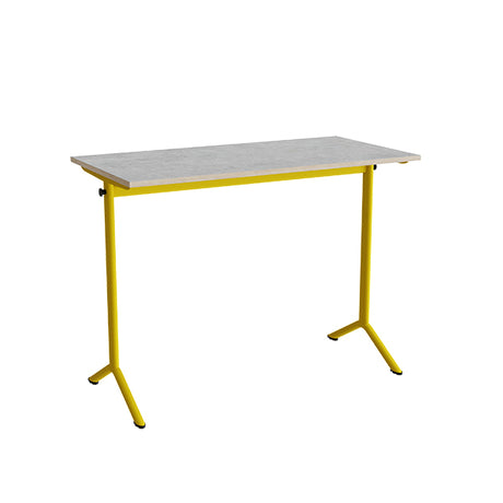 Tranås Skolmöbler Bord Atlas 1130, 1200x600mm, lys grå linoleum, gult stel – Elevborde