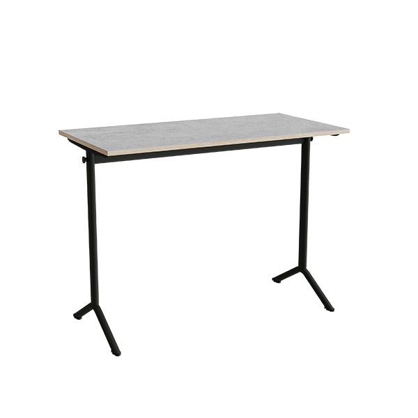 Tranås Skolmöbler Bord Atlas 1130, 1200x600mm, lys grå linoleum, sortolivent stel – Elevborde