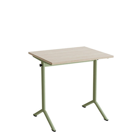 Bord Atlas 1130, 700x600mm, lyddæmpende eg højtrykslaminat, grønt stel – image 1