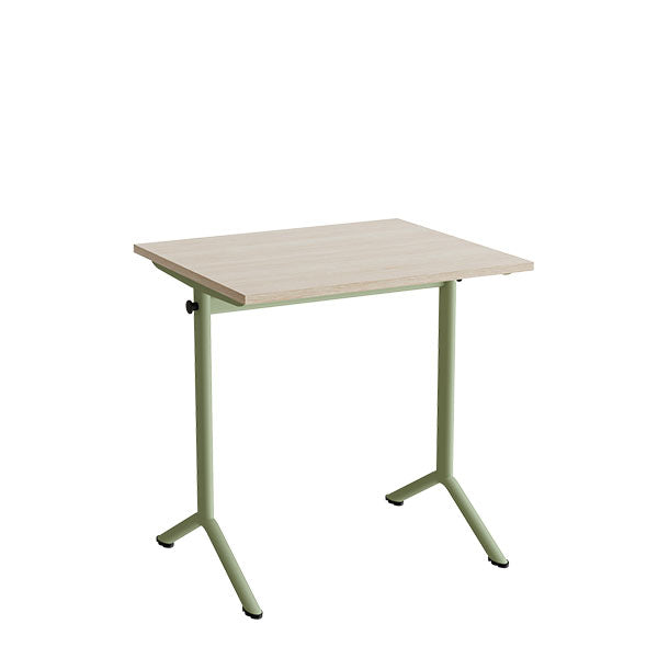 Bord Atlas 1130, 700x600mm, lyddæmpende eg højtrykslaminat, grønt stel – image 1