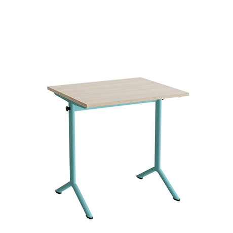 Bord Atlas 1130, 700x600mm, lyddæmpende eg højtrykslaminat, turkis stel – image 1