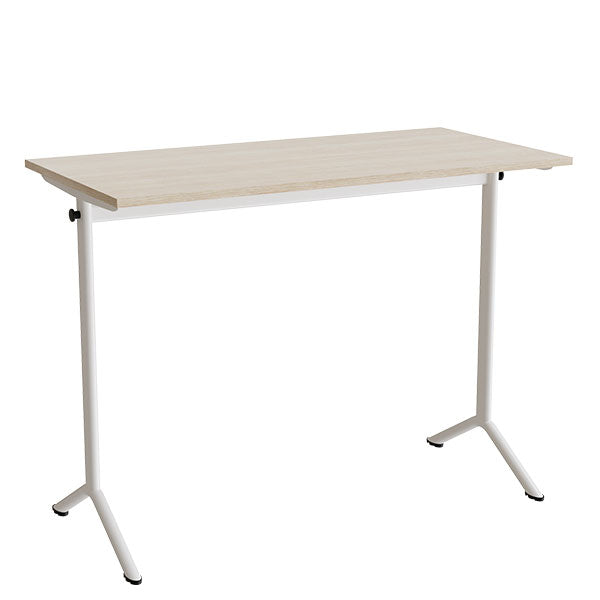 Bord Atlas 1130, 1200x600mm, lyddæmpende eg højtrykslaminat, hvidt stel