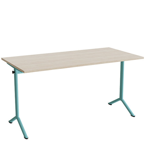 Bord Atlas 1130, 1400x700mm, lyddæmpende eg højtrykslaminat, turkis stel – image 1