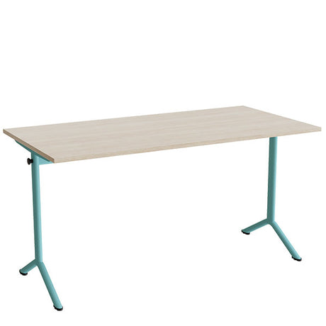 Bord Atlas 1130, 1400x700mm, lyddæmpende eg højtrykslaminat, turkis stel – image 1