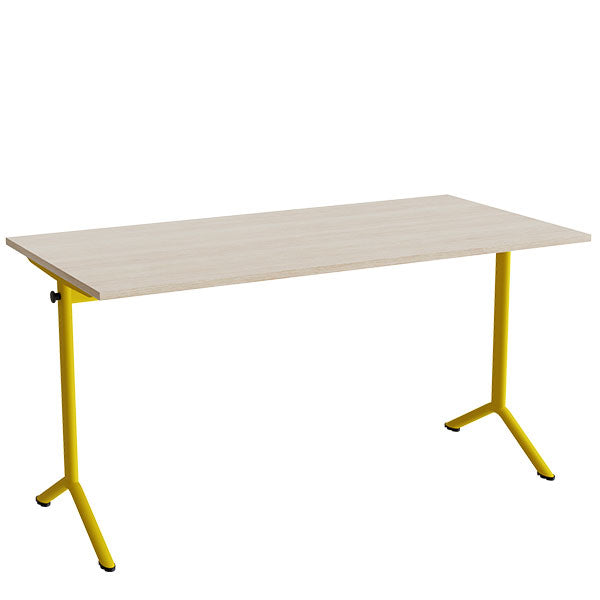 Bord Atlas 1130, 1400x700mm, lyddæmpende eg højtrykslaminat, gult stel – image 1