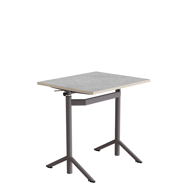 Tranås Skolmöbler Elevbord Atlas 1132, 700x600mm, lys grå linoleum, gråt stel – Elevborde
