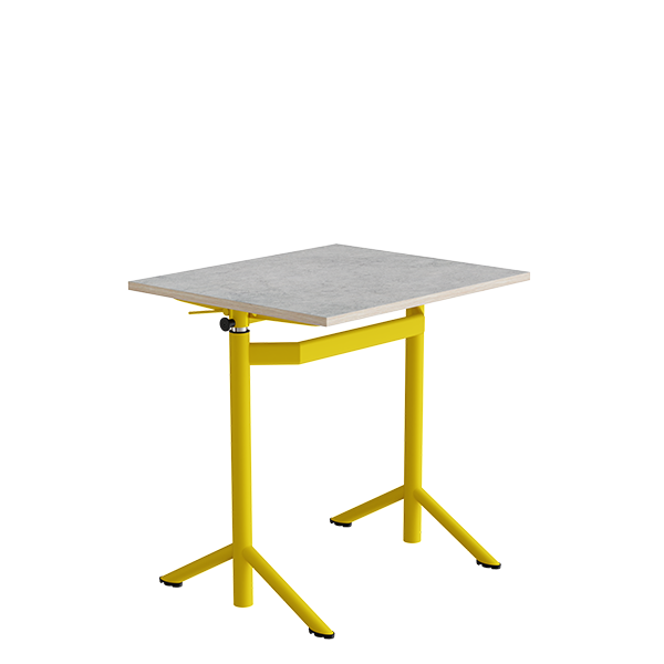 Elevbord Atlas 1132, 700x600mm, lys grå linoleum, gult stel – image 2