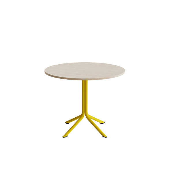 Bord Atlas 1133 Ø900x720mm, Hvidpigmenteret eg med gult understel – image 2