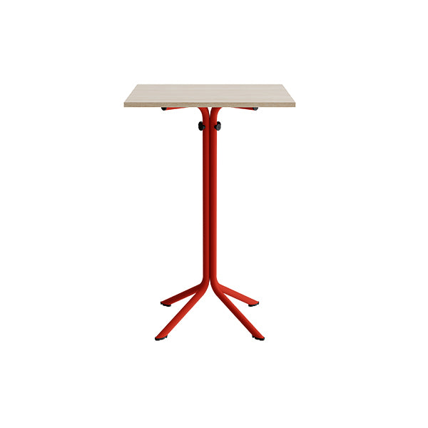 Tranås Skolmöbler Bord Atlas 1133 700x700x1080mm, Hvidpigmenteret eg med rødt understel – Caféborde