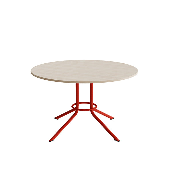 Bord Atlas 1133 Ø1200x720mm, Hvidpigmenteret eg med rødt understel – image 1