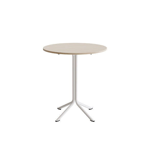 Tranås Skolmöbler Bord Atlas 1133 Ø800x900mm, Hvidpigmenteret eg med hvidt understel – Caféborde