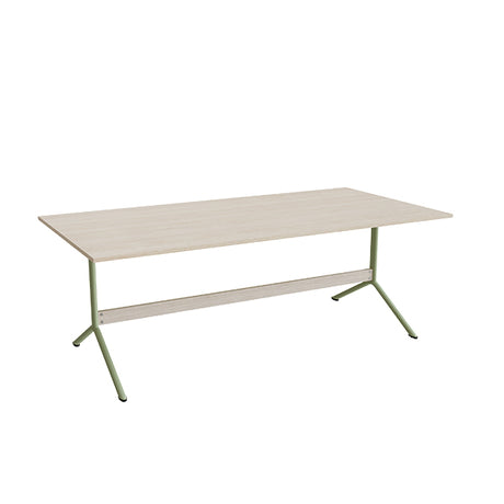 Bord Atlas 1134, 2000x1000mm, højde 720, eg højtrykslaminat, grønt stel