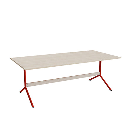 Bord Atlas 1134, 2000x1000mm, højde 720, eg højtrykslaminat, rødt stel