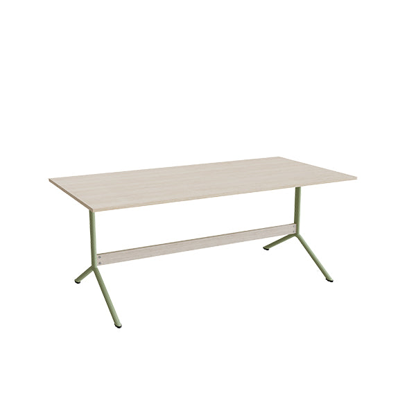 Bord Atlas 1134, 1800x900mm, højde 720, eg højtrykslaminat, grønt stel – image 2