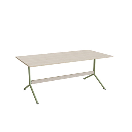 Bord Atlas 1134, 1800x900mm, højde 720, eg højtrykslaminat, grønt stel – image 2