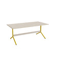 Tranås Skolmöbler Bord Atlas 1134, 1800x900mm, højde 720, eg højtrykslaminat, gult stel – Caféborde