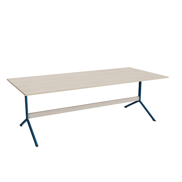 Bord Atlas 1134, 2200x1000mm, højde 720, eg højtrykslaminat, blåt stel