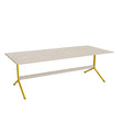 Tranås Skolmöbler Bord Atlas 1134, 2200x1000mm, højde 720, eg højtrykslaminat, gult stel – Caféborde