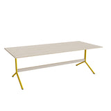 Bord Atlas 1134, 2200x1000mm, højde 720, eg højtrykslaminat, gult stel