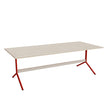 Tranås Skolmöbler Bord Atlas 1134, 2200x1000mm, højde 720, eg højtrykslaminat, rødt stel – Caféborde