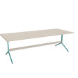 Tranås Skolmöbler Bord Atlas 1134, 2400x1000mm, højde 720, eg højtrykslaminat, turkist stel – Caféborde