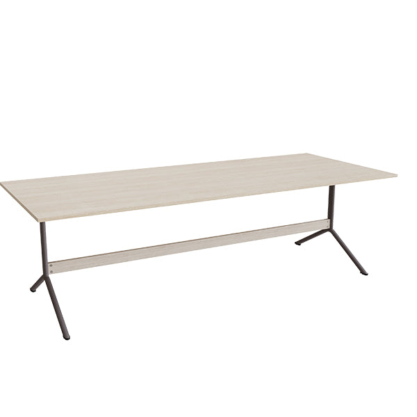 Tranås Skolmöbler Bord Atlas 1134, 2400x1000mm, højde 720, eg højtrykslaminat, gråt stel – Caféborde
