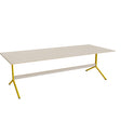 Tranås Skolmöbler Bord Atlas 1134, 2400x1000mm, højde 720, eg højtrykslaminat, gult stel – Caféborde