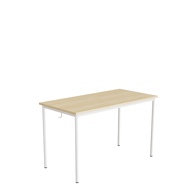 Elevbord 166 1200x600 mm Højde 720 mm Birk laminat på hvidt understel – image 1