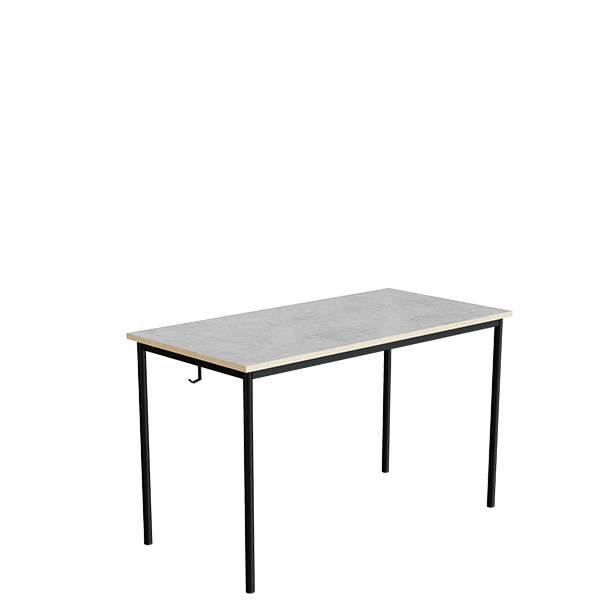 Tranås Skolmöbler Elevbord 166 1200x600 mm Højde 720 mm Lys grå linoleum på sort understel – Elevborde
