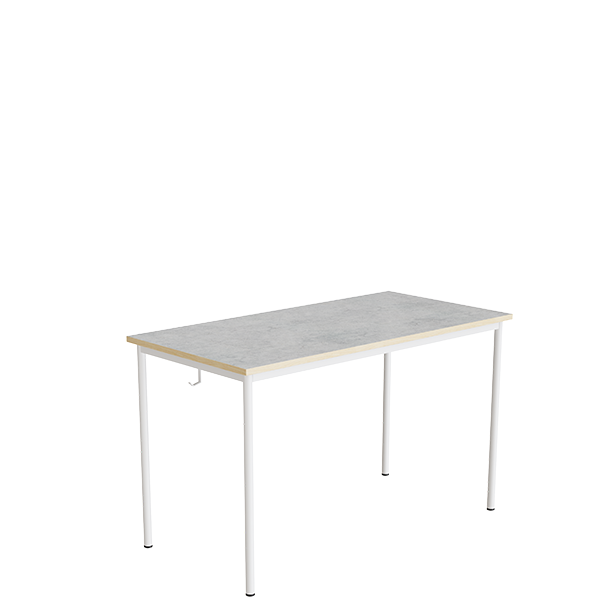 Tranås Skolmöbler Elevbord 166 1200x600 mm Højde 720 mm Lys grå linoleum på hvidt understel – Elevborde