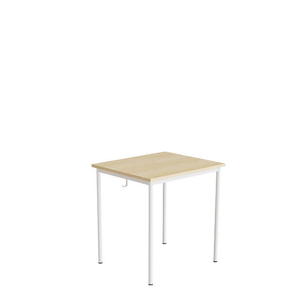 Elevbord 166 700x600 mm Højde 720 mm Lydabsorberende birk laminat på hvidt understel – image 1