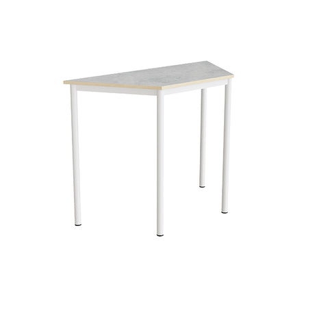 Bord Combi 195, trapezformet, 1200/600x520 mm Højde 900 med lys grå linoleum, hvid stel – image 1