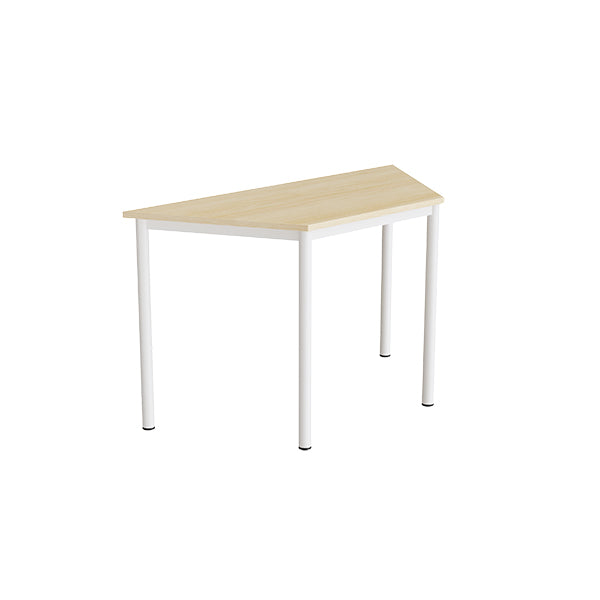 Tranås Skolmöbler Bord Combi 195, trapezformet, 1200/600x520 mm Højde 720 med lydabsorberende birk laminat, hvid stel – Elevborde