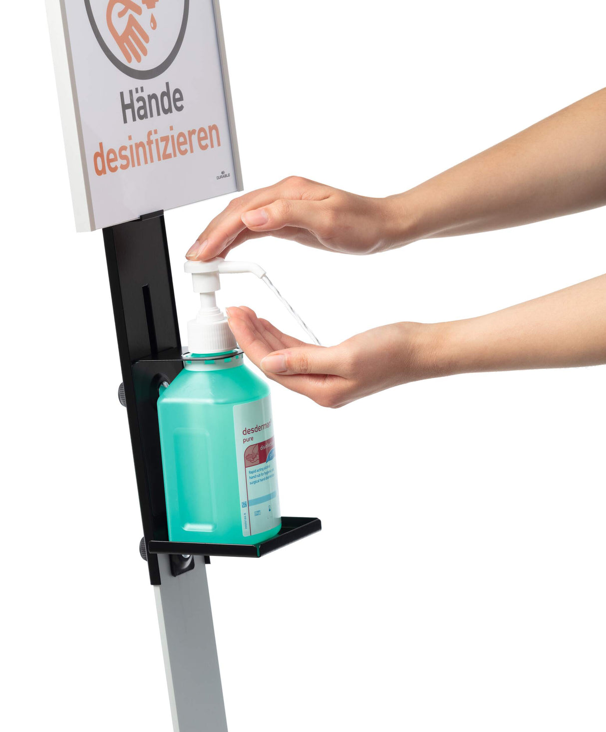 Håndspritdispenser gulvstander med A4 Info Sign