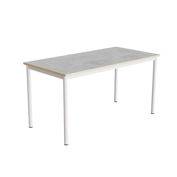 Tranås Skolmöbler Bord Combi 200, 1400x700 mm Højde 720 mm Lys grå linoleum på hvidt understel – Elevborde