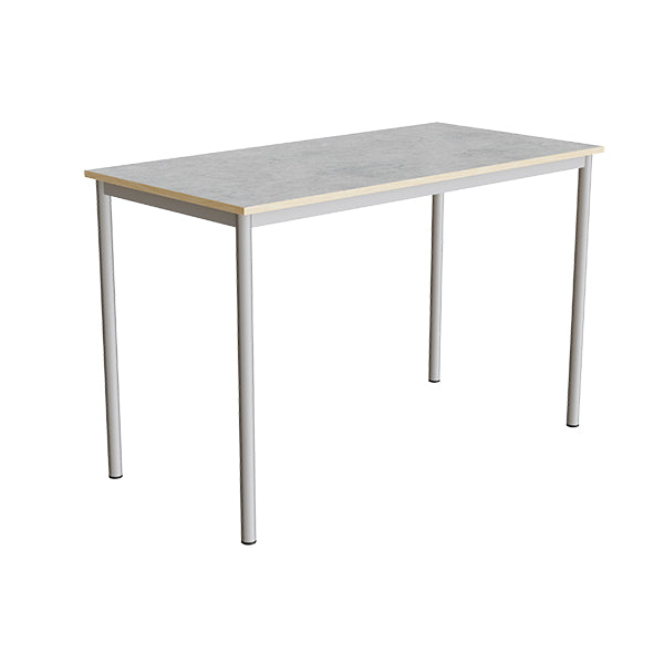 Tranås Skolmöbler Bord Combi 200, 1400x700 mm Højde 900 mm Lys grå linoleum på alugråt understel – Elevborde