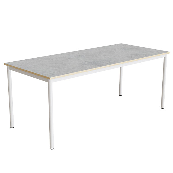 Tranås Skolmöbler Bord Combi 200, 1800x800 mm Højde 720 mm Lys grå linoleum på hvidt stel – Elevborde