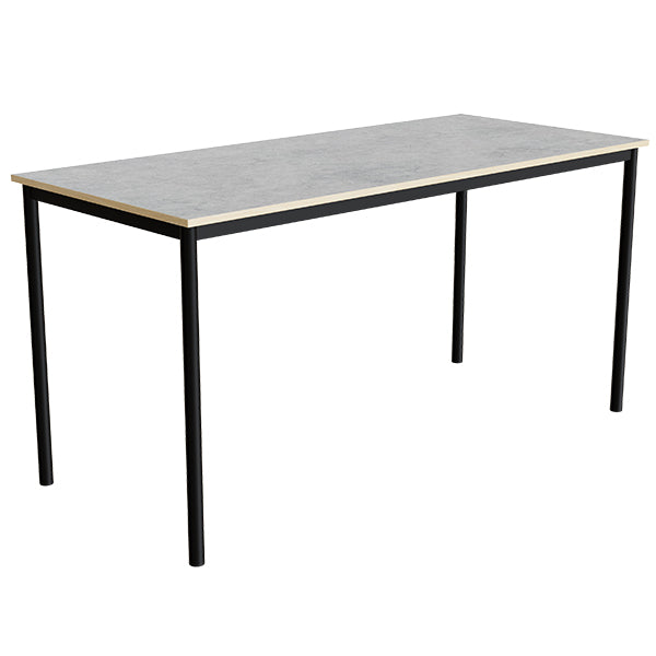 Tranås Skolmöbler Bord Combi 200, 1800x800 mm Højde 900 mm Lys grå linoleum på sort stel – Elevborde