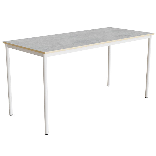 Tranås Skolmöbler Bord Combi 200, 1800x800 mm Højde 900 mm Lys grå linoleum på hvidt stel – Elevborde