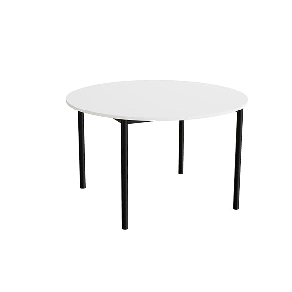 Tranås Skolmöbler Bord Combi 206, Ø1200 mm, højde 720 mm, hvid laminat på sort stel – Kantineborde