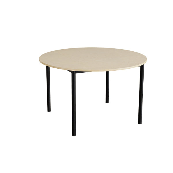 Bord Combi 206, Ø1200 mm, højde 720 mm, beige linoleum på sort stel
