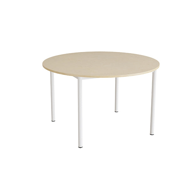 Bord Combi 206, Ø1200 mm, højde 720 mm, beige linoleum på hvidt stel