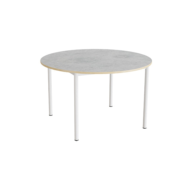 Bord Combi 206, Ø1200 mm, højde 720 mm, lys grå linoleum på hvidt stel