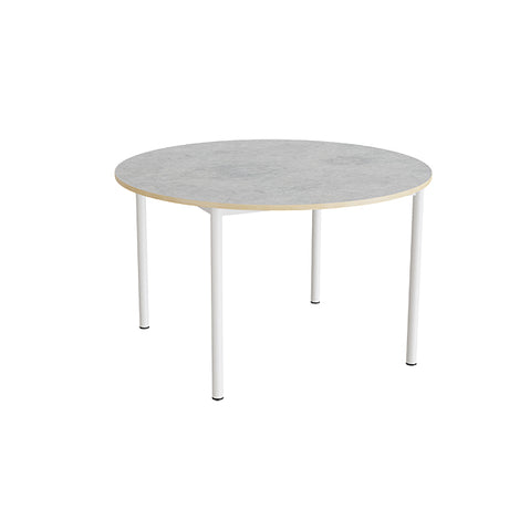 Bord Combi 206, Ø1200 mm, højde 720 mm, lys grå linoleum på hvidt stel