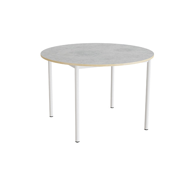 Bord Combi 206, Ø1200 mm, højde 800 mm, lys grå linoleum på hvidt stel