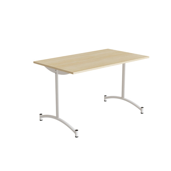 Tranås Skolmöbler Bord Zeb 231, 1200x700 mm Højde 720 mm, Birk laminat, Hvidt stel – Kantineborde