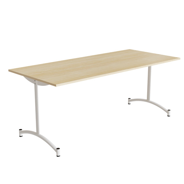 Tranås Skolmöbler Bord Zeb 231, 1800x800 mm Højde 720 mm, Birk laminat, Hvidt stel – Kantineborde