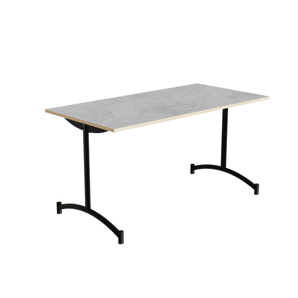 Tranås Skolmöbler Bord Zeb 231, 1400x700 mm Højde 720 mm, Lys grå linoleum, Sort stel – Kantineborde
